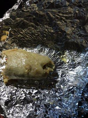 Here is how the burrito looked when you flipped it over it was so greasy I could only eat half