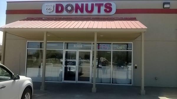 Outside front of Route 66 Donuts