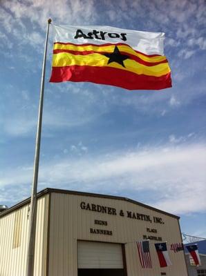 Houston Astros Flag flying over Gardner and Martin