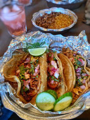 Street Taco Dinner (al pastor, grilled chicken, and shrimp)