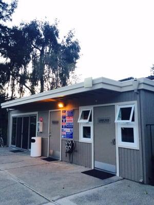 The gym, sauna and laundry room (left to right)