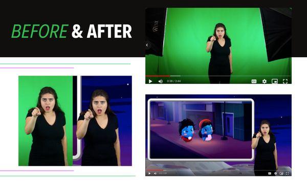 Here's a glimpse at a Before &  After--
Adding ASL to your content can increase engagement, broaden your audience, elevate your content!