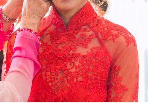 Lace wedding ao dai by Lua Dao Fabrics. The fabric was super soft and light!