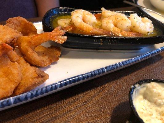 Shrimp scampi and Fried shrimp