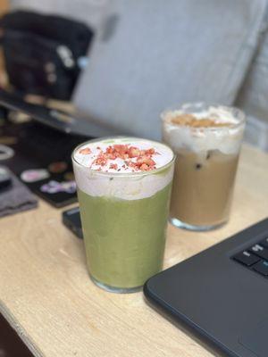 Strawberry Matcha (special) Whinnie the Pooh Latte