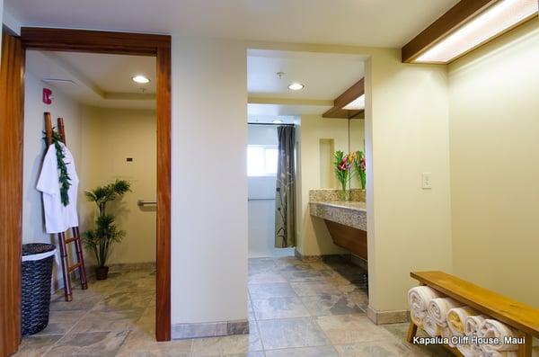 Downstairs are two large bathrooms with hot showers, towels and shampoo, etc