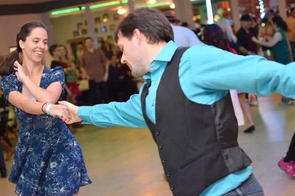 Lindy hop, one of the many forms of swing dancing in San Diego.