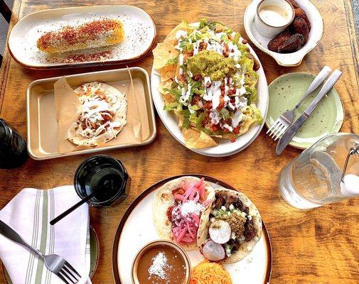 Elote, Nachos, Chicken Taco, Taco Platter, Sweet Plantains