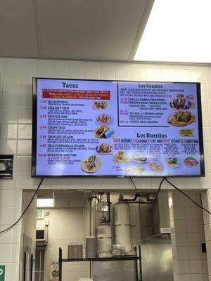 Taco burrito menu updated 8/3/24