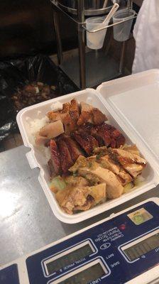 3 meats combo for $6. Crispy pork, bbq pork, chicken