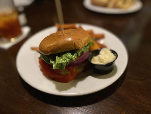 Chicken sandwich with sweet Potatoe fries