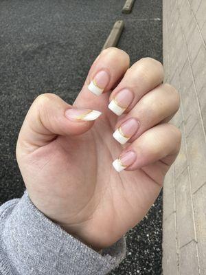 Gold French Nails