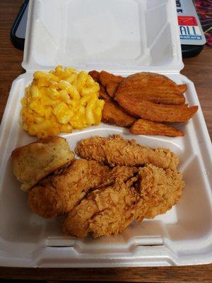 3 Piece Chicken Tender Meal w/ Fries and Mac and Cheese