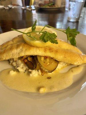 Trout Amandine  with ratatouille and risotto. Delicious!!!