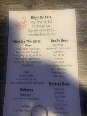 Beer menu