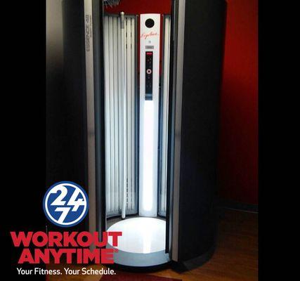 Check out our brand new stand up tanning bed.