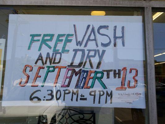 If you know anyone who could use some help getting thier clothes wash they are doing a community Free Wash & Dry on Sept 13th. 6:30pm to 9pm