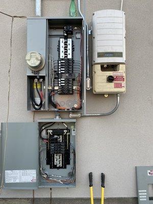 New 200 amp overhead service-42 circuit panel with 100 amp sub panel.
5000 watt solar inverter grid tie.