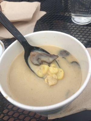 Soup of the day: Cream of corn & artichoke with mushrooms  Soooooo yummy