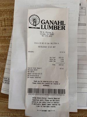 Avant- arch Gabel plate receipt