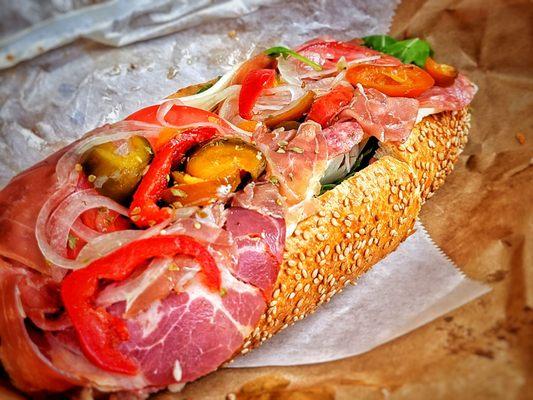 Classic Italian Hoagie, the cherry peppers really slap!