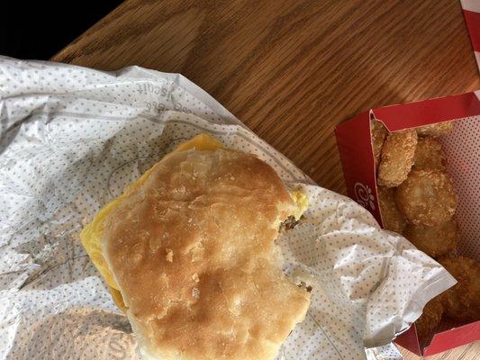 Sausage Egg & Cheese Biscuit and order of hash browns