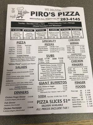 2017 Menu