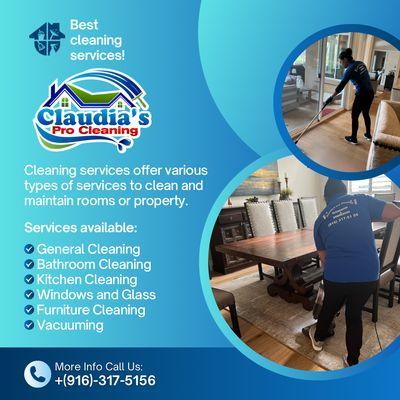 Experience the brilliance of cleanliness with Claudia's Pro Cleaning!  Our dedicated team is here to elevate your space to new levels of