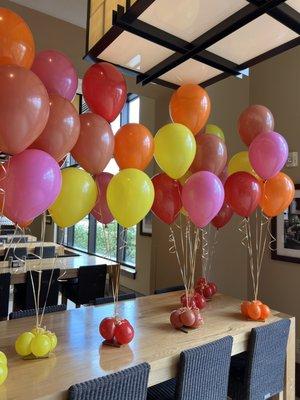 Centerpieces of 5 balloons