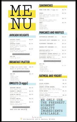 Breakfast menu