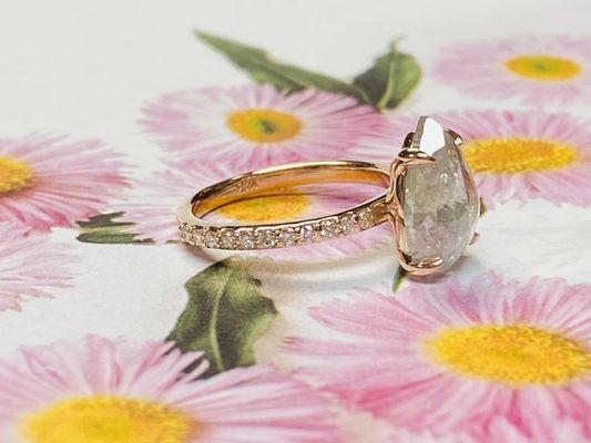 Rose cut diamond ring