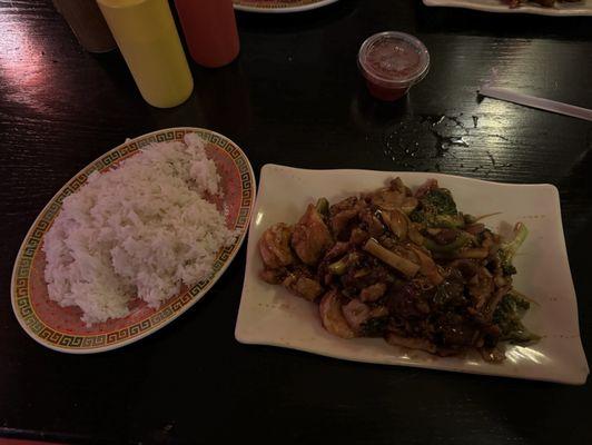 Tsau san shen and white rice