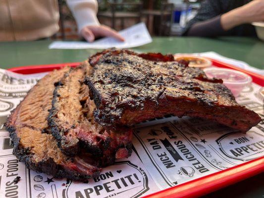 Beef back ribs and smoked brisket