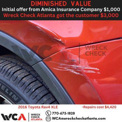 After our fee of $425, the customer received an additional $1,575 on top of the initial $1,000 offer from the insurance company.