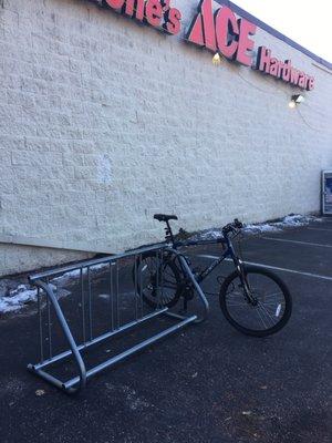 The "free-floating bike rack that is impossible" to secure a bike to. Really? I think you're safe buddy.