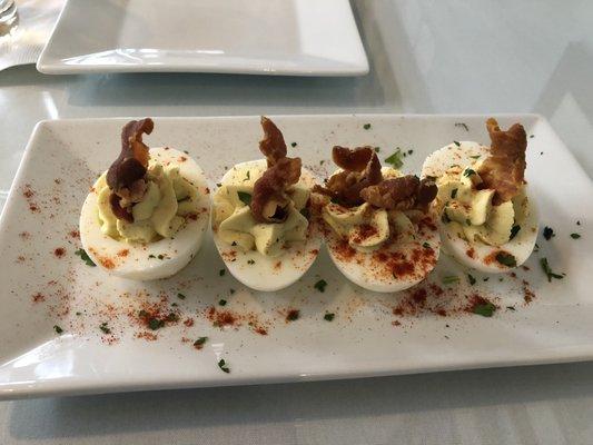 Deviled eggs with prosciutto