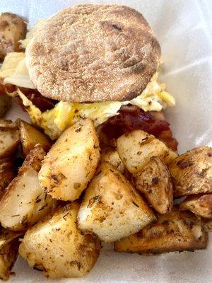 Egg McMo on English muffin and home fries