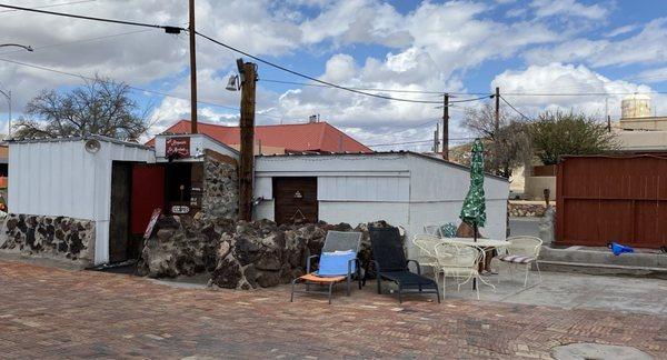 A photo of the hot spring baths - two hot springs bath houses where you can go and enjoy the springs for 30 minutes at a time.