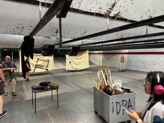 Gun range area with the equipment to prepare for a IDPA class