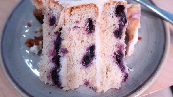 blueberry lemon cake after the ride home, delicious