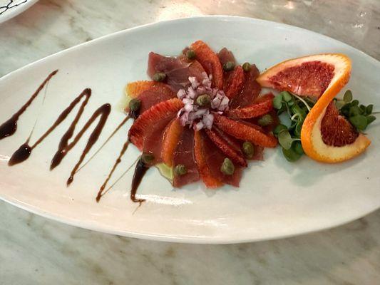 OBX Blood Orange Tuna Carpaccio