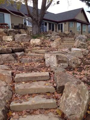 Set of stairs from garden to back of home.