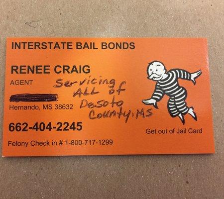 My name is Renee Craig, if you need to get a friend or family out of jail, please call me. Thanks Renee.   662-404-2245