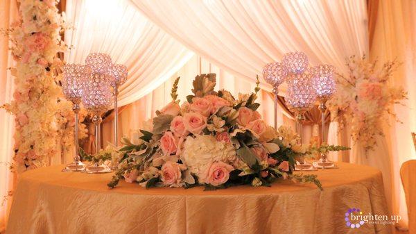 Happy Garden Restaurant Sacramento Wedding Warm Gold Wedding Uplighting | Brighten Up Event Lighting