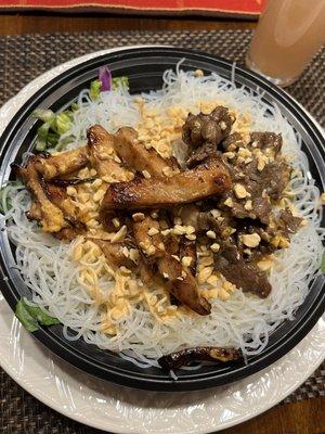 Chicken AND Beef vermicelli salad. Look how bright those noodles and greens are!