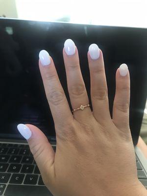 White acrylic gel nails! The shape was in between a short round and almond! Love love love!