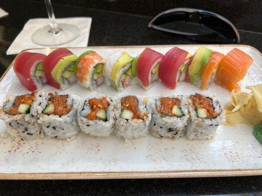 Rainbow Roll and Spicy Tuna