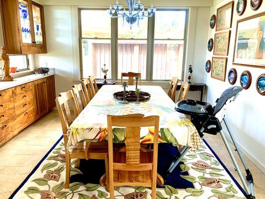 High chair set up and ready for an incoming family