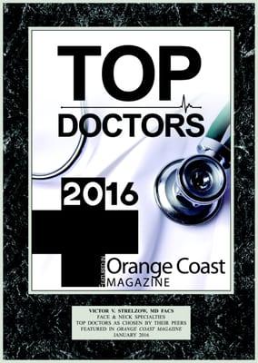 Orange Coast Magazine Top Doctors of 2016 Plaque