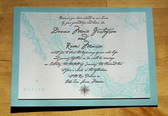 Destination Wedding Letterpress Invitation